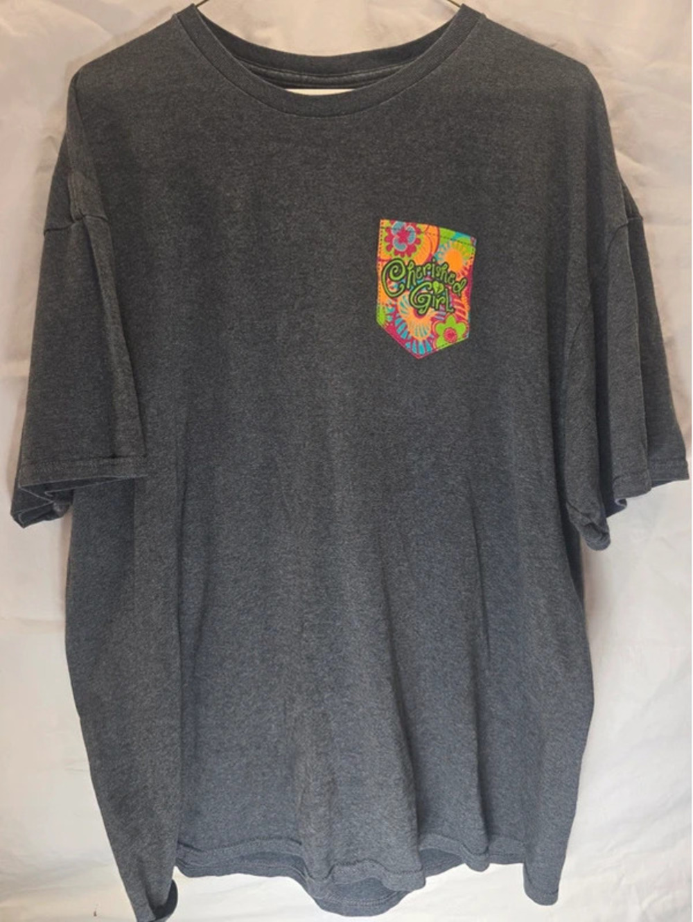 Cherished Girl Christian Graphic T-Shirt Charcoal Gray